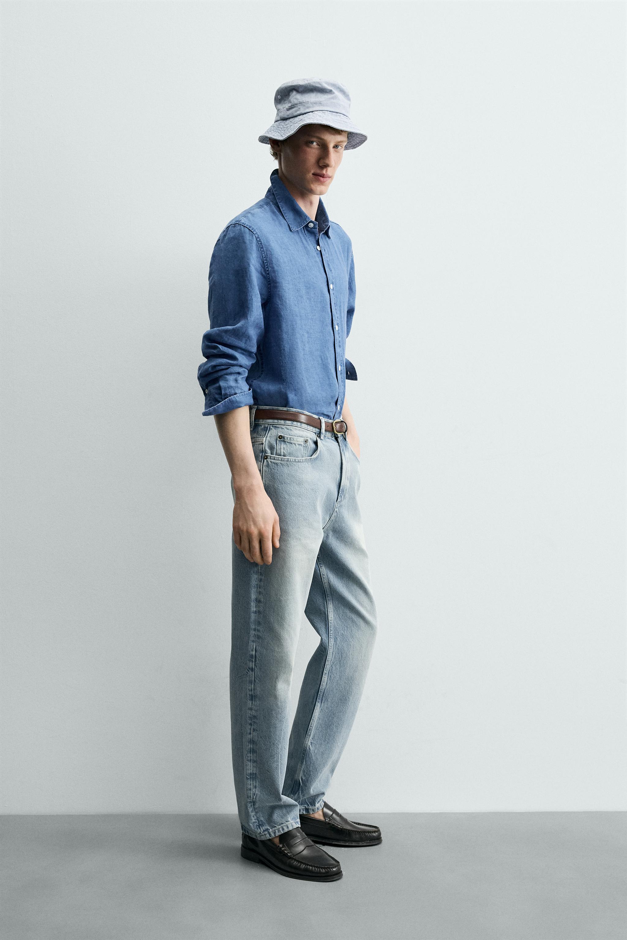 CHEMISE REGULAR FIT 100% LIN INDIGO